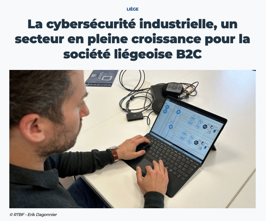 Illustration de l'article de la RTBF consacré à la cybersécurité et l'expertise de B2C Engineering